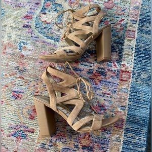 Sam Edelman Lace Up Nude Heels
